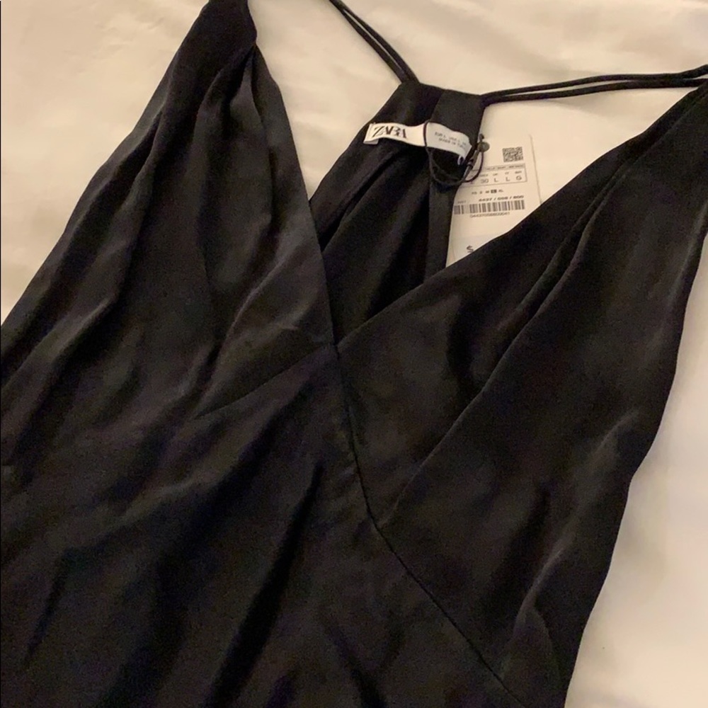 Zara silky black tank L NWT